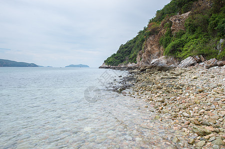 海滩和海与山丘的景观 支撑 水 夏天 海景图片