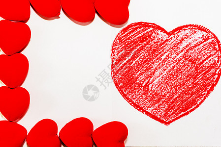 用小心形装饰的红心 纸 二月 爱 红色的 浪漫的背景图片