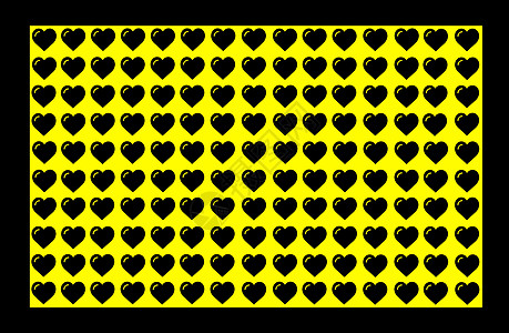 黄色背景上的黑色心形与黑色边框 心点设计 可用于说明目的背景网站企业演示文稿产品促销等 织物 天图片