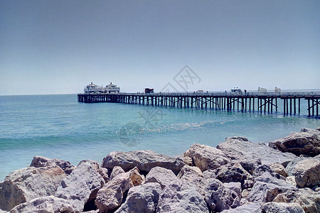 洛杉矶南加利福尼亚州圣莫尼卡海滩码头的景象 注 图片