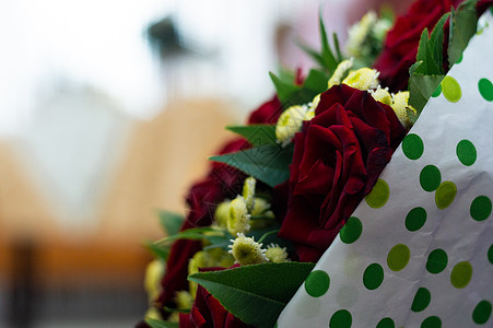 新娘手上有一束玫瑰 特辑中详细细节 隆重的盛会 植物群 婚礼背景图片