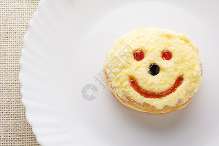 笑脸蛋糕笑脸甜甜圈 面团 蓝色的 烤的 磨砂 小雨 光明节 早餐背景