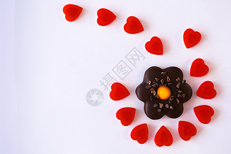 糖果 - 心形果酱和花形饼干 庆典 天 情人节背景图片