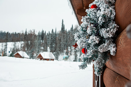 新年准备就绪 冰 美丽的 蓝色的 窗户 冷杉 童话 雪人图片