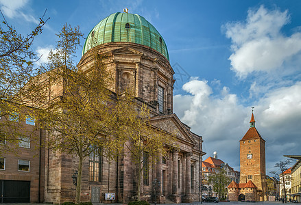 德国纽伦堡圣伊丽莎白 地标 巴伐利亚 蓝色的 欧洲图片