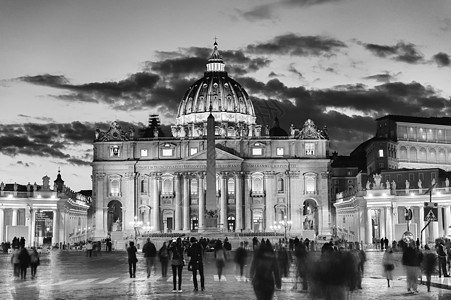 意大利罗马圣彼得大教堂的景色夜视 天主教 日落图片