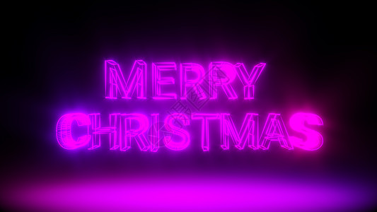 圣诞快乐霓虹灯文字 3D 渲染背景计算机生成的假期设计文本图片