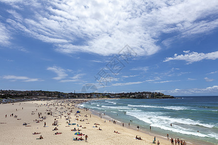 在著名的澳大利亚悉尼B的清沙上冲浪和冲浪图片