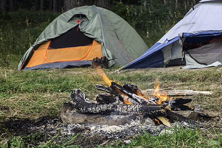 森林中的帐篷 假期 旅行 山 天 蓝色的 夏天 木头图片