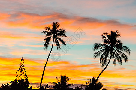 法属波利尼西亚热带日落 黄昏 海洋 天空 塞舌尔图片