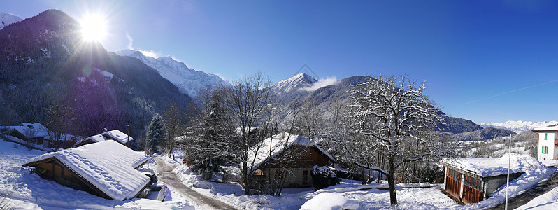 法国勃朗峰节假日 法国 滑雪 村庄 薄片 雪图片