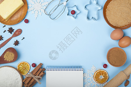 圣诞饼干烹饪背景 框架 多于 美食 肉桂 香料 蜂蜜图片