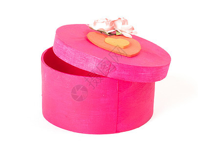小粉红色盒子 有红心和玫瑰 美丽的 幸福 快乐的 礼物盒图片