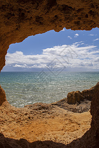 海洋洞穴 美丽 土地 海景 石窟 蓝色的 海滩图片