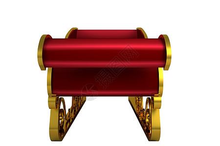 红色和金色的桑塔雪橇 计算机绘图 假期 金子 喜庆的背景图片