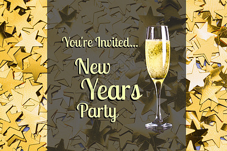 在金星背景设计上的新年贺词和香槟新年图片