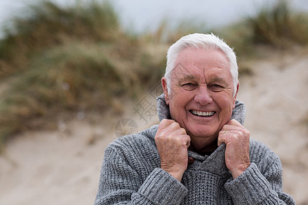 高官的肖像 站在沙滩上 粘接 老年人 亲密感 感情图片