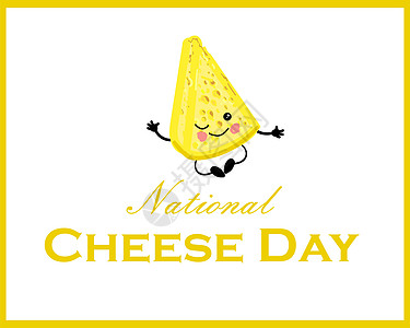 水平横幅 奶酪之日的明信片 白色背景上可爱俗气的角色 国家的 晋升图片