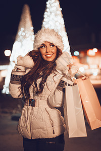 度假购物 冒充 购物中心 冬天 庆典 灯 圣诞节 夜晚图片