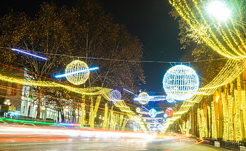 第比利斯新年的照明 街道 行星 历史 镇 地区背景图片