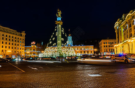格鲁吉亚第比利斯的圣诞照光 圣诞节 装饰风格 欧洲图片