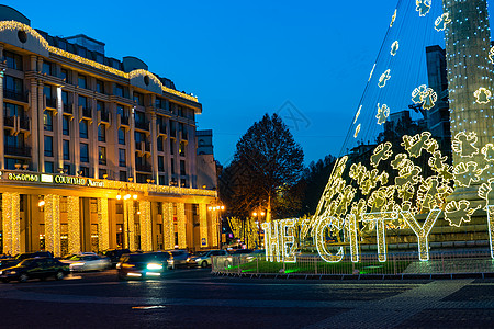 格鲁吉亚第比利斯的圣诞照光 圣诞节 照明 大街图片
