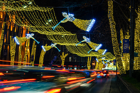 格鲁吉亚第比利斯的圣诞照光 圣诞节 自由 照明背景图片
