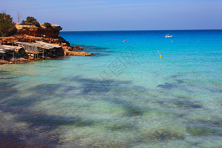 Cala Saona是伊比萨最美的海滩之一 水晶清澈 夏天 清除图片