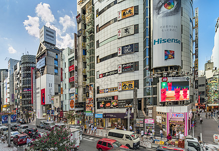 东京城市Shibuya车站前的涉谷交叉交界处 广告招牌背景