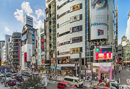 Shibuya车站前的涉谷交叉交界处 广告招牌背景图片