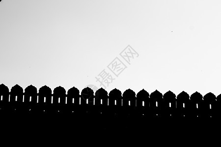 Lal Qila边界-印度德里红堡的Silhouette图片
