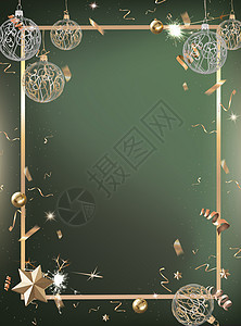 绿色庆祝派对背景与金色五彩纸屑和 bor图片