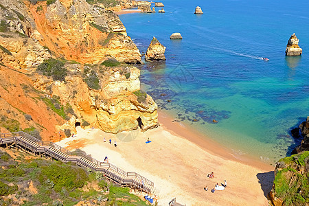 葡萄牙拉各斯的普拉亚·达纳 悬崖 支撑 假期 太阳图片