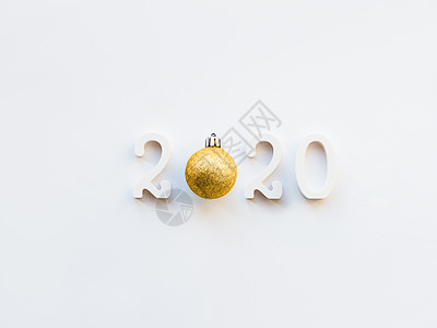 带金球的2020年新年背景 2020年数字以白计图片