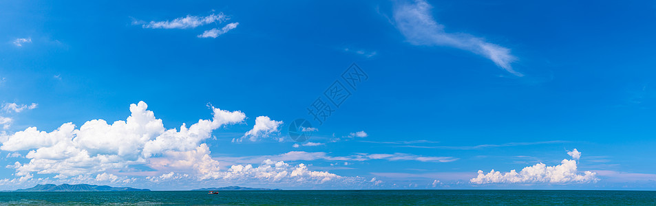 蓝色天空和云彩的全景大海 天空全景 作品 蓝天 地平线图片