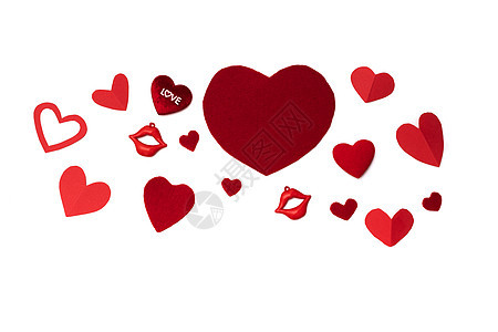 情人节概念 红色红心白本底 浪漫的 丝带 糖果 糖图片