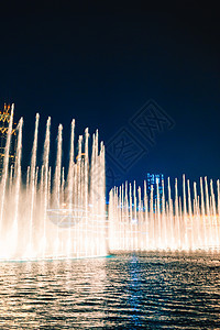 迪拜不老泉之舞 美妙的晚宴秀 水 奢华 喷射背景图片