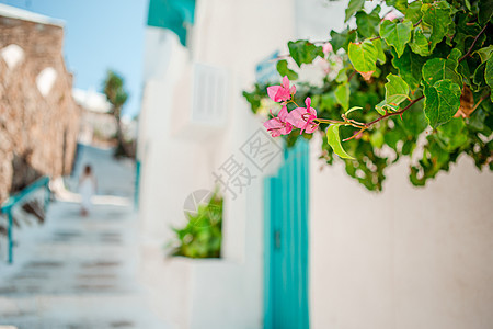 希腊 米科诺斯 蓝色门和蓝色门是典型的蓝色门 街道 基克拉迪图片