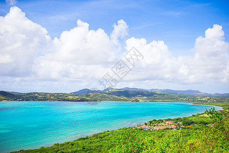 安提瓜Shirley高地英国港的景象 加勒比海热带岛屿的天堂湾 加勒比 英语 蓝色的图片