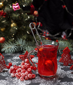 新鲜红酒生茶叶 浆果 圣诞节 食物 冬天 假期 杯子 热的图片