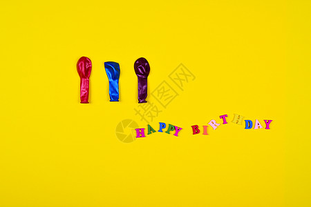 黄背景摘要 上面刻着快乐生日的字号图片