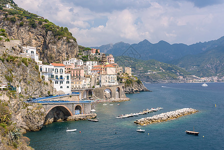 Amalfi海岸的阿特拉尼镇景象 意大利语 旅游图片