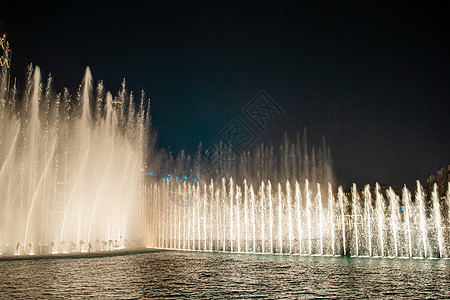 迪拜不老泉之舞 美妙的晚宴秀 天际线 音乐 摩天大楼背景图片