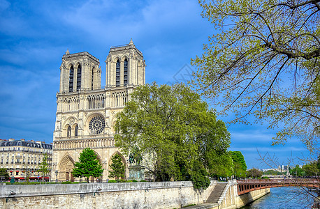 法国巴黎圣母圣母院 旅游 哥特 尖塔 纪念碑 大教堂图片
