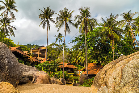 热带热带海滩景观 岛 泰国 岩石 蓝色的 海洋 自然图片