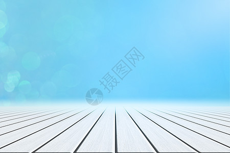 白木地板 蓝布丁背景 空的 木头 假期 白色的图片