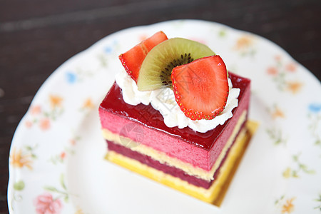 彩色水果蛋糕 食物 庆祝 馅饼 糖 甜点 覆盆子图片