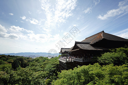 日本京都清水寺寺 木头 佛教徒 佛教 亚洲 游客图片