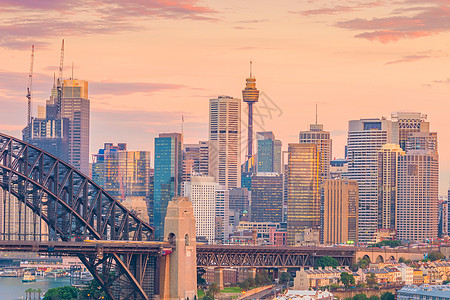 澳大利亚悉尼市下城雪梨天线 高楼 港口 建筑学 威尔士图片