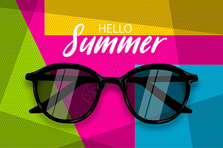 夏季时间太阳镜半色调流行 ar 假期 闪亮的 复古的背景图片
